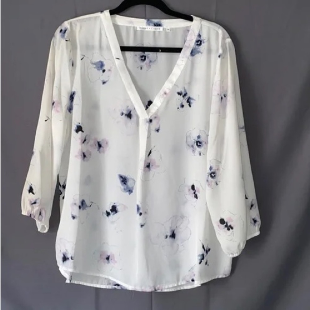 Voilet Claire Women's Floral Sheer Blouse